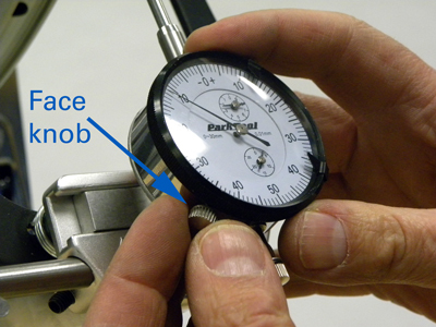 Figure 14. Loosen dial face knob and rotate dial face as needed