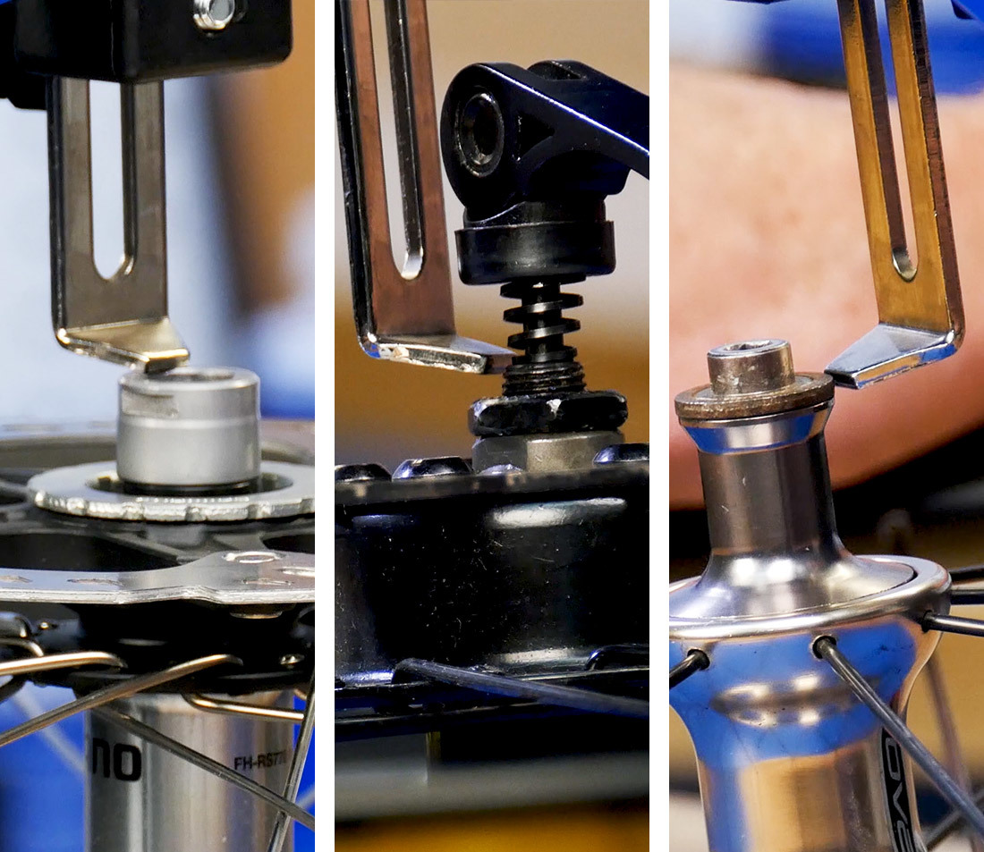 Side-by-side comparison of no gap, significant gap, and negative gap between indicator and hub contact point